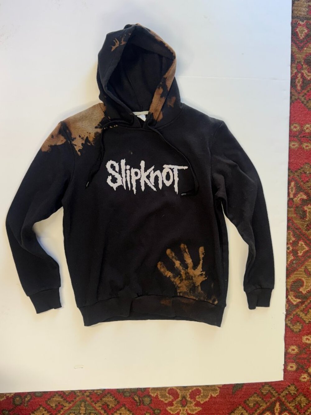 Slipknot Bleached Hoodie Medium Black Distressed Band Sweatshirt Custom